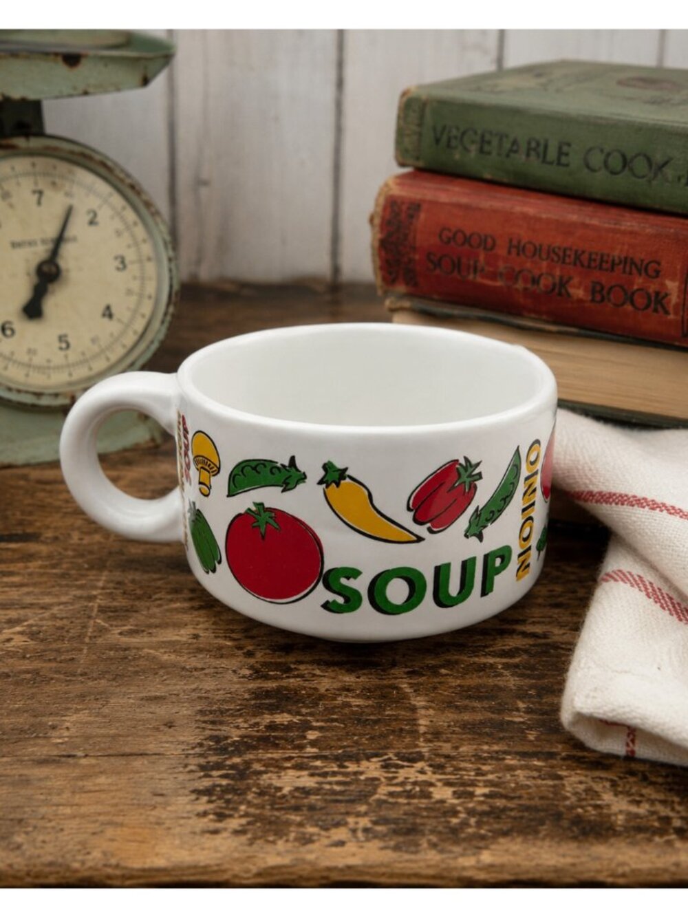VTG Houston Harvest HH Soup Mug Bowl with Handle Vegetable Theme Dishwasher Safe